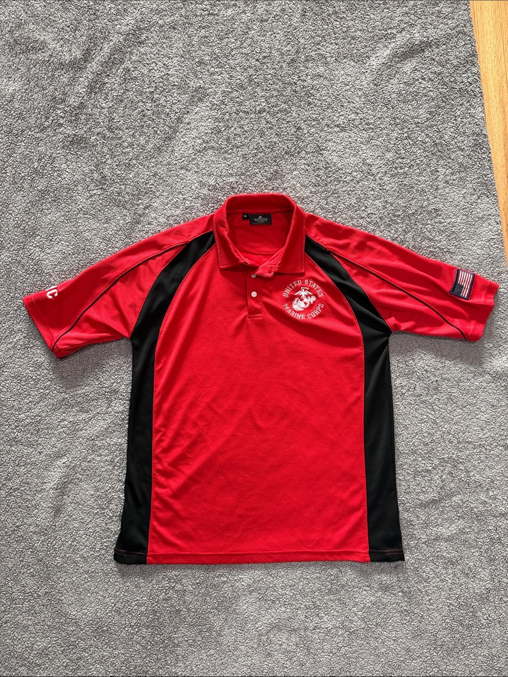 United States Marines Red & Black Performance Polo